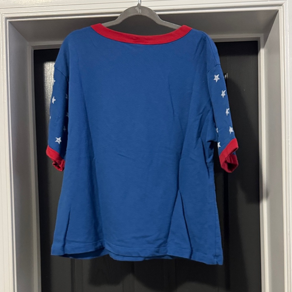 Blue and Red Women's Tee with Star Accents - Picture 2 of 2
